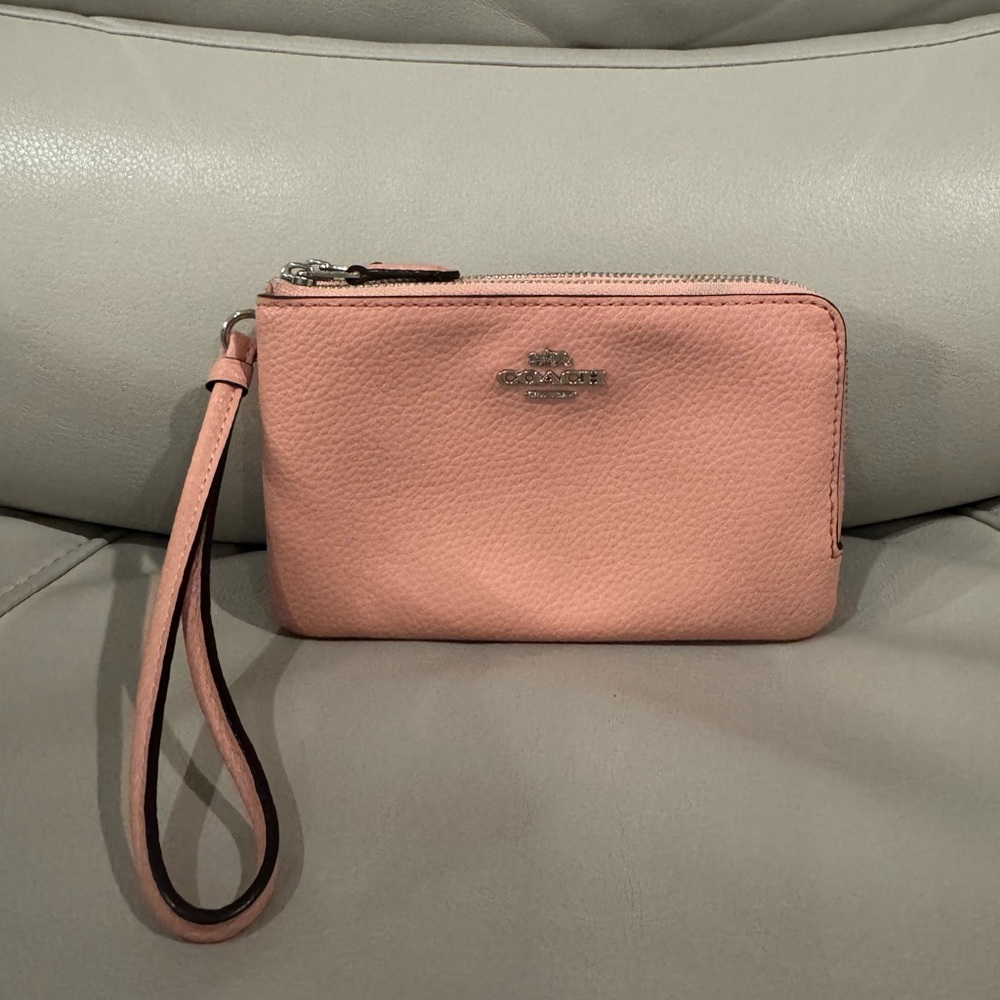 Coach Blush Pink Double-Zip Wristlet